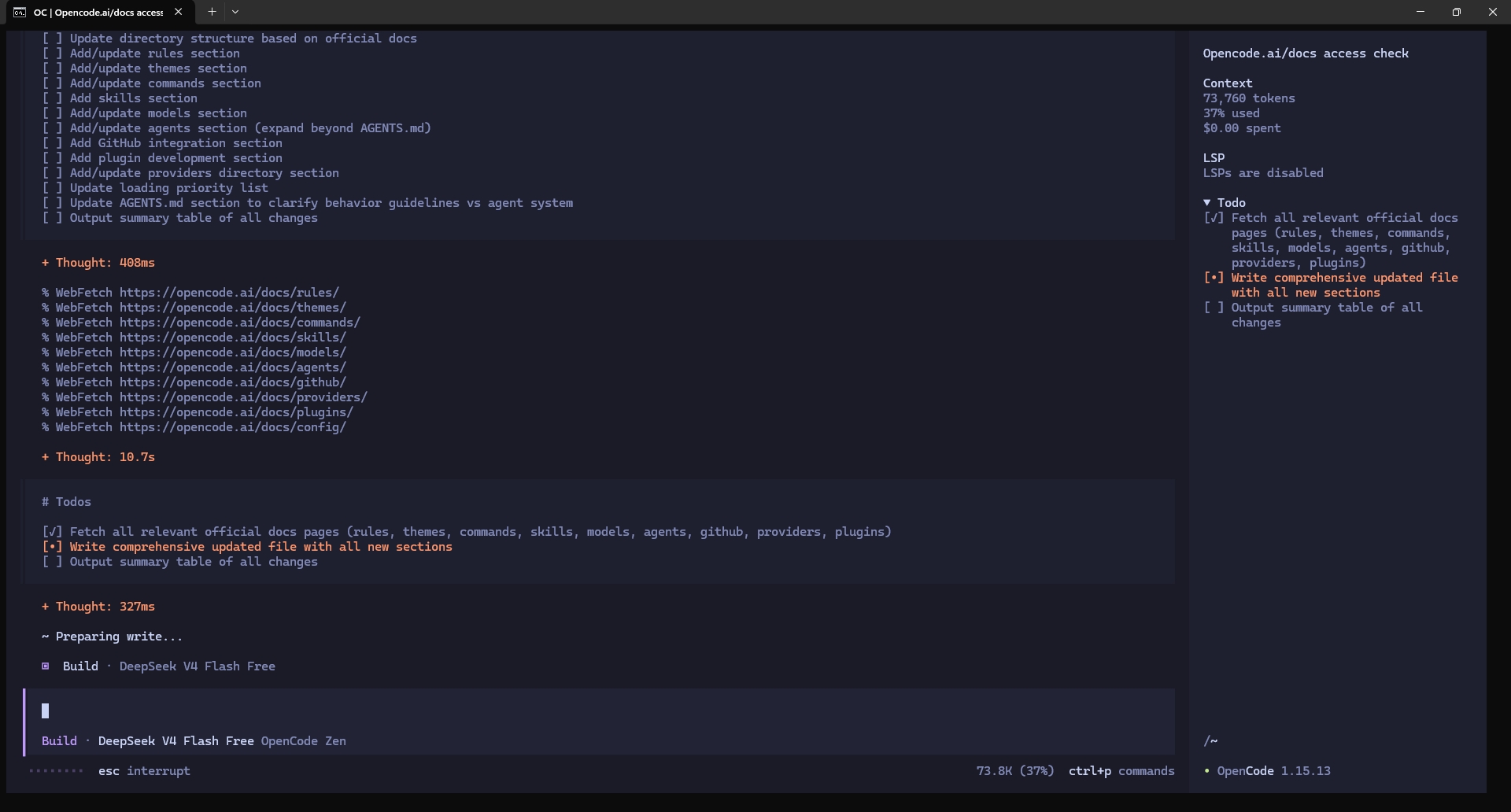 OpenCode Working